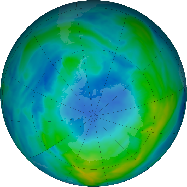 Antarctic ozone map for 03 May 2018